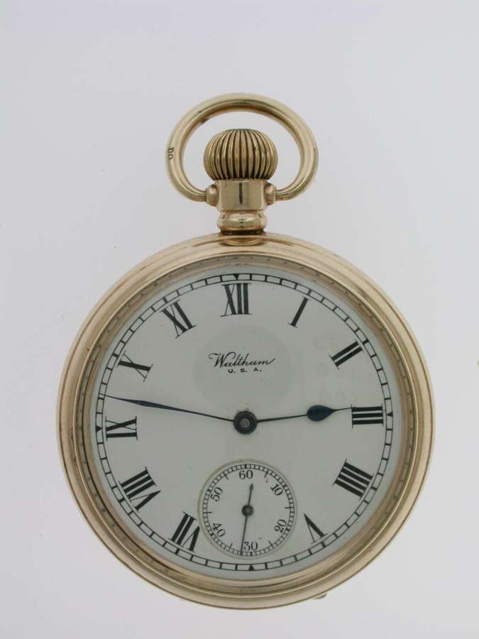Gold Filled WALTHAM USA Open Face Pocket Watch 1920 With ALD Case