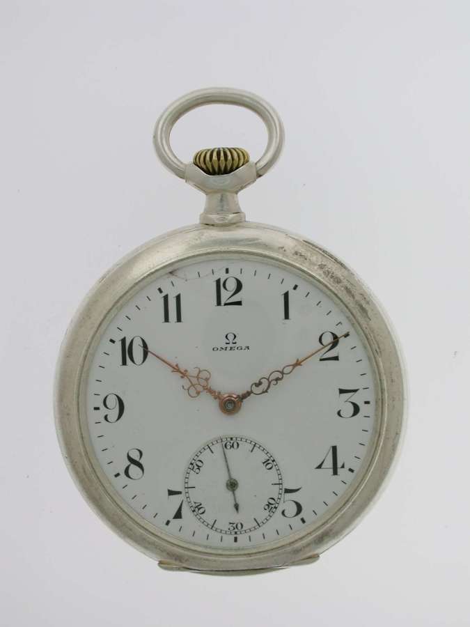 Silver 0.800 Omega Open Face Pocket Watch Swiss 1910