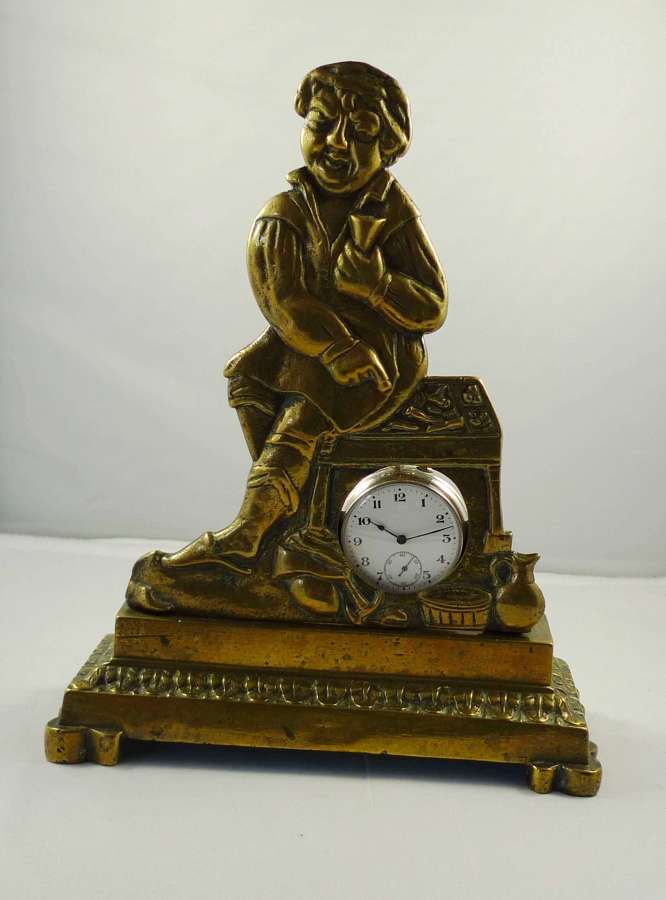 Brass Watch Stand with Steel Open Face Pocket Watch