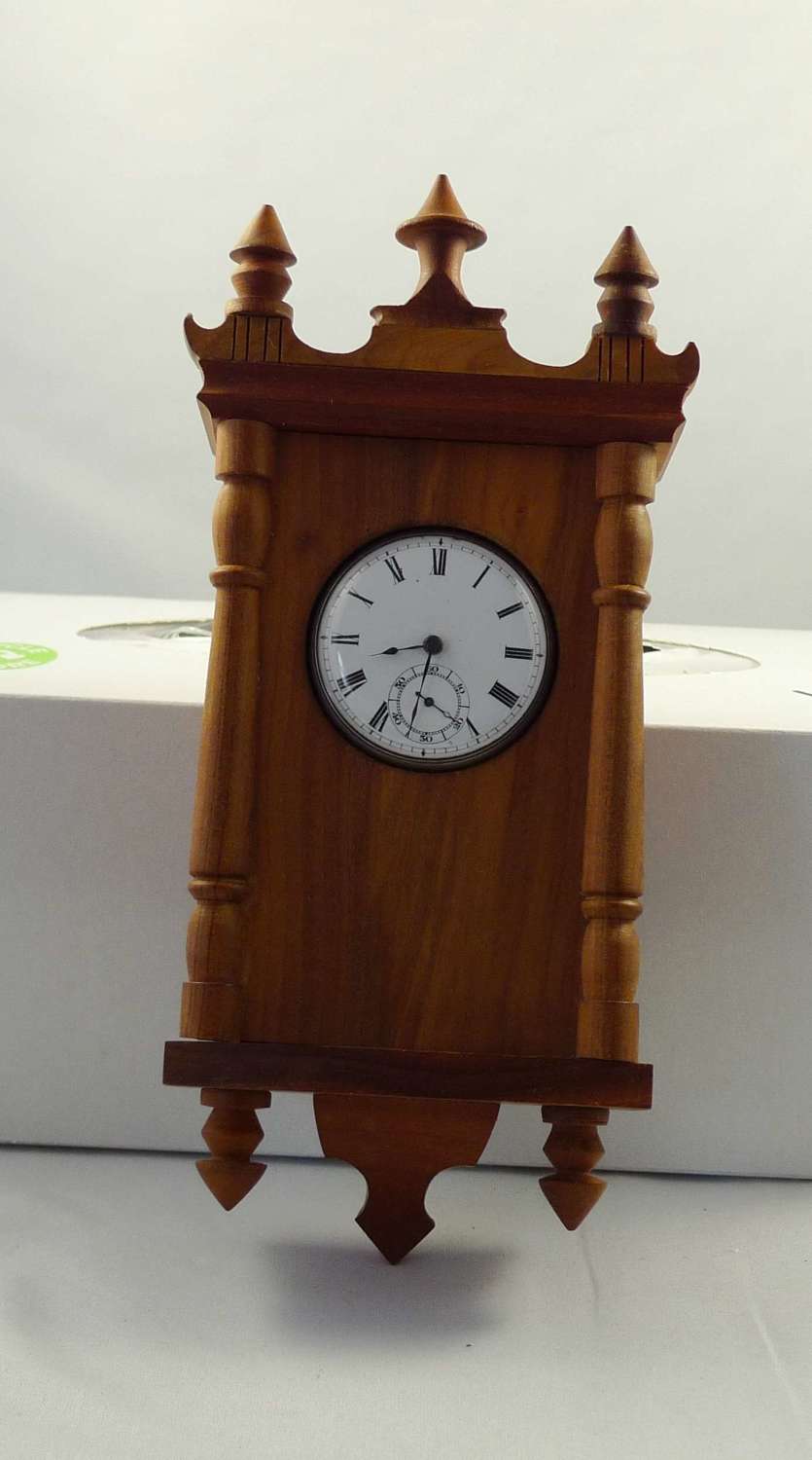 Olive Wood Watch Stand with a Silver Pocket Watch London 1862