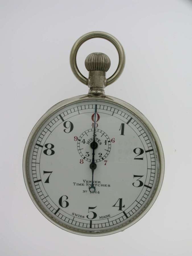 Venner Time Switches Stop Watch Steel Pocket Watch Swiss 1920