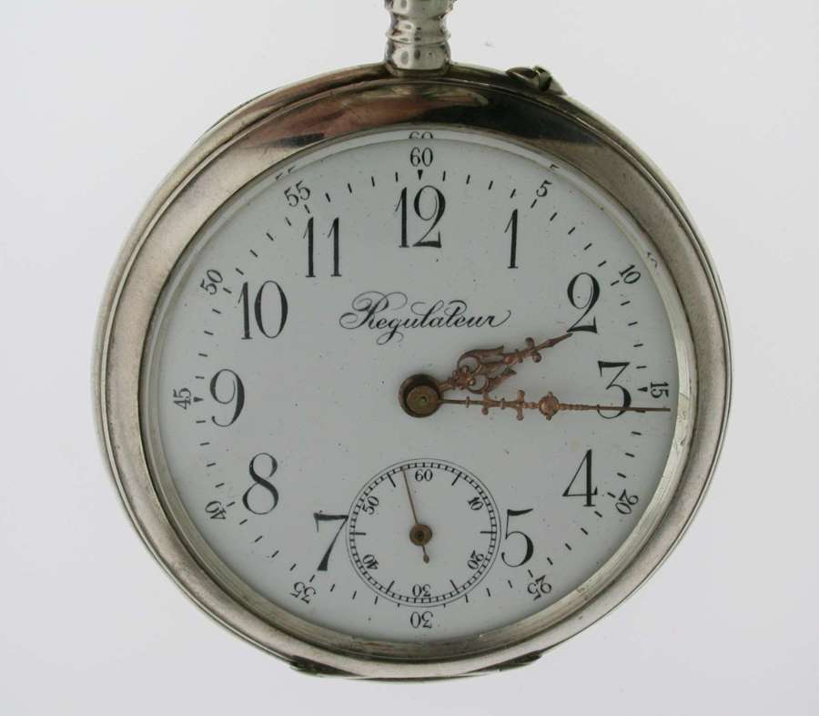 Silver Large Goliath Regulateur Pocket Watch with Swedish Crest