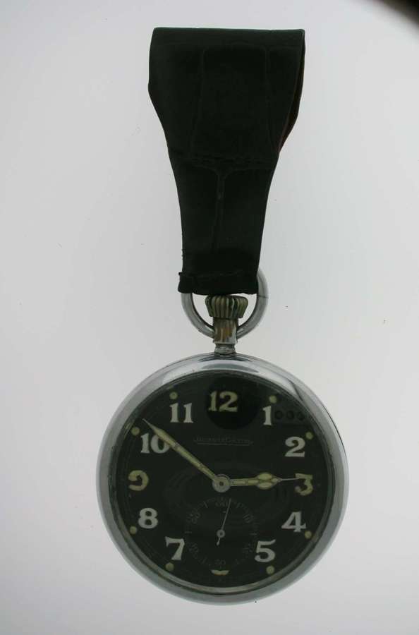 Original JAEGER LECOULTRE Military Steel Pocket Watch Black Dial Swiss