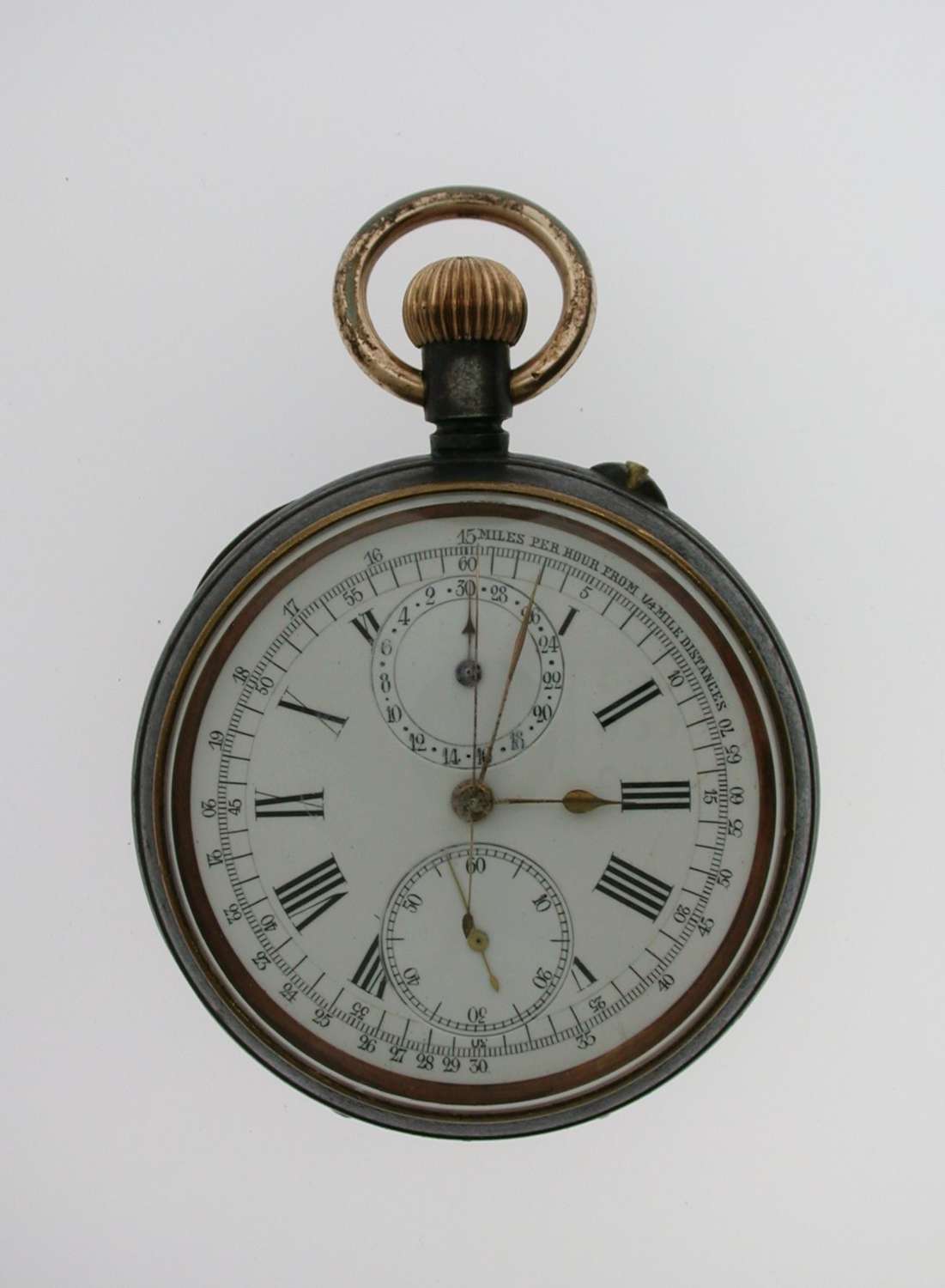 Gunmetal Chronograph Pocket Watch Swiss 1920