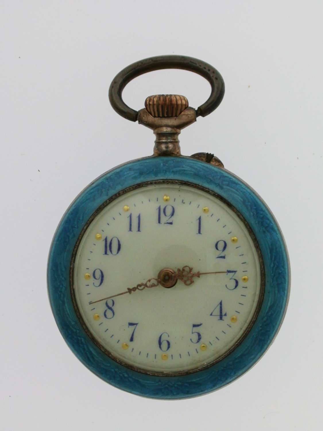 Silver Cylinder Open Face FOB Pocket Watch Swiss 1900