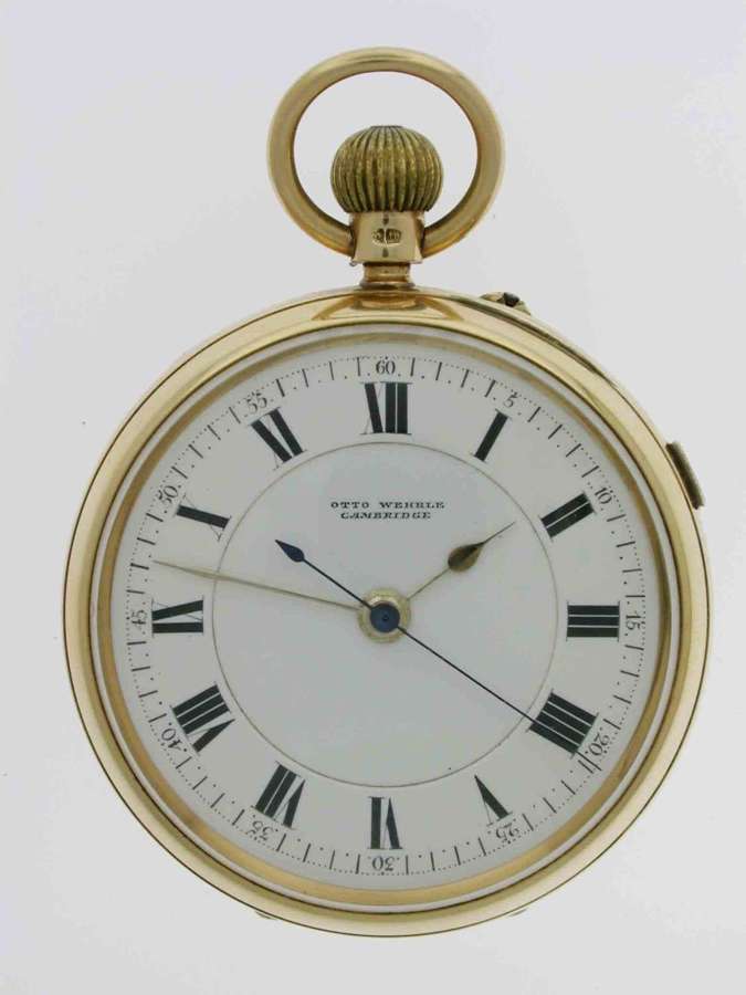 Exquisite 18 Kt Yellow Gold Stopwatch Pocket Watch  Chester 1909