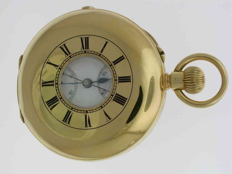J.W. BENSON 18Kt Yellow Gold   Half Hunter Chronograph Pocket Watch