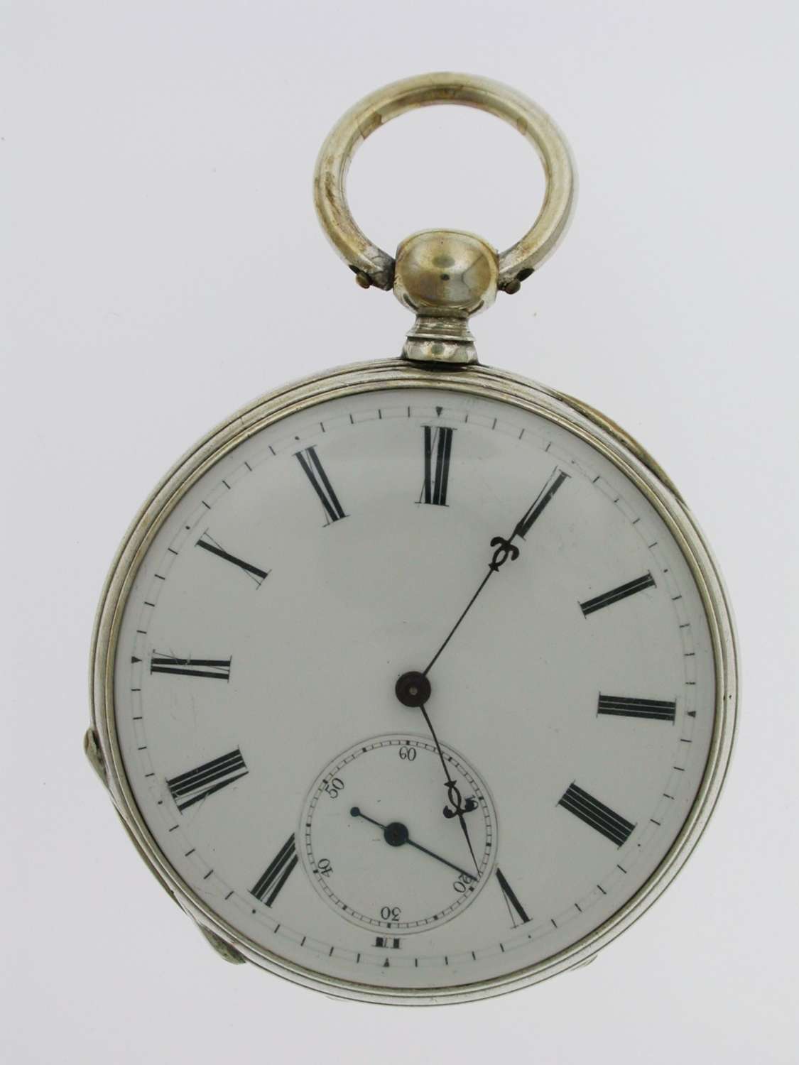 Silver Cylinder Open Face Pocket Watch Swiss 1900