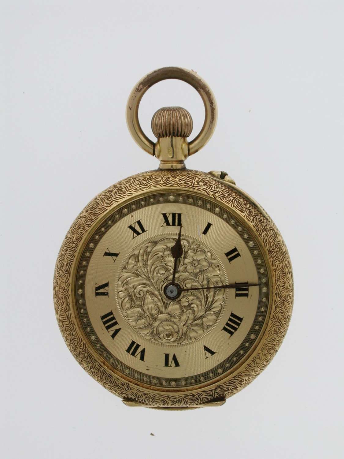 18 Kt Yellow Gold Open Face Cylinder Pocket Watch  Swiss 1910