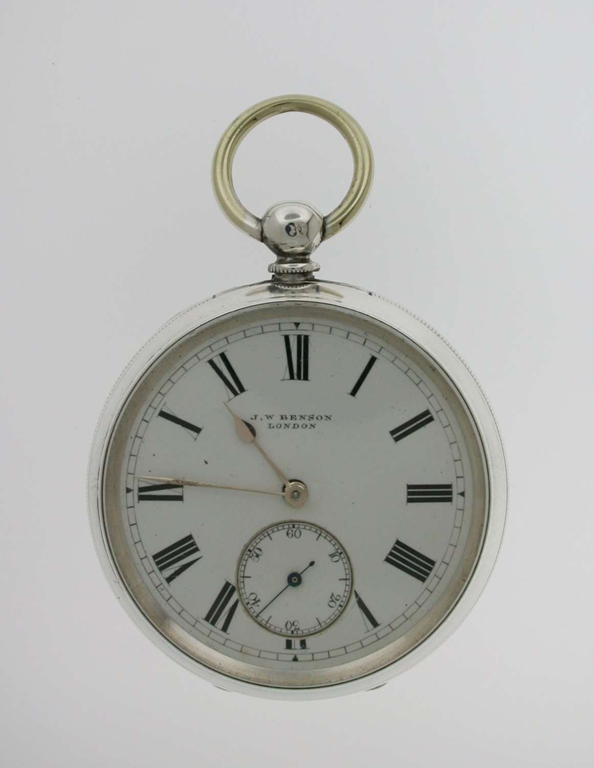 J.W. BENSON Silver Open Face Pocket Watch London 1884