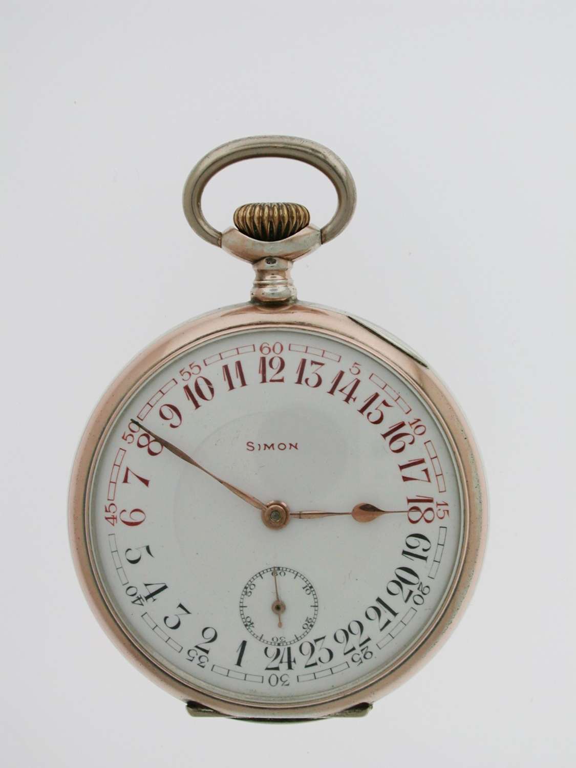 Simon Silver 0.800 24-Hour Day/Night Pocket Watch  Swiss 1920