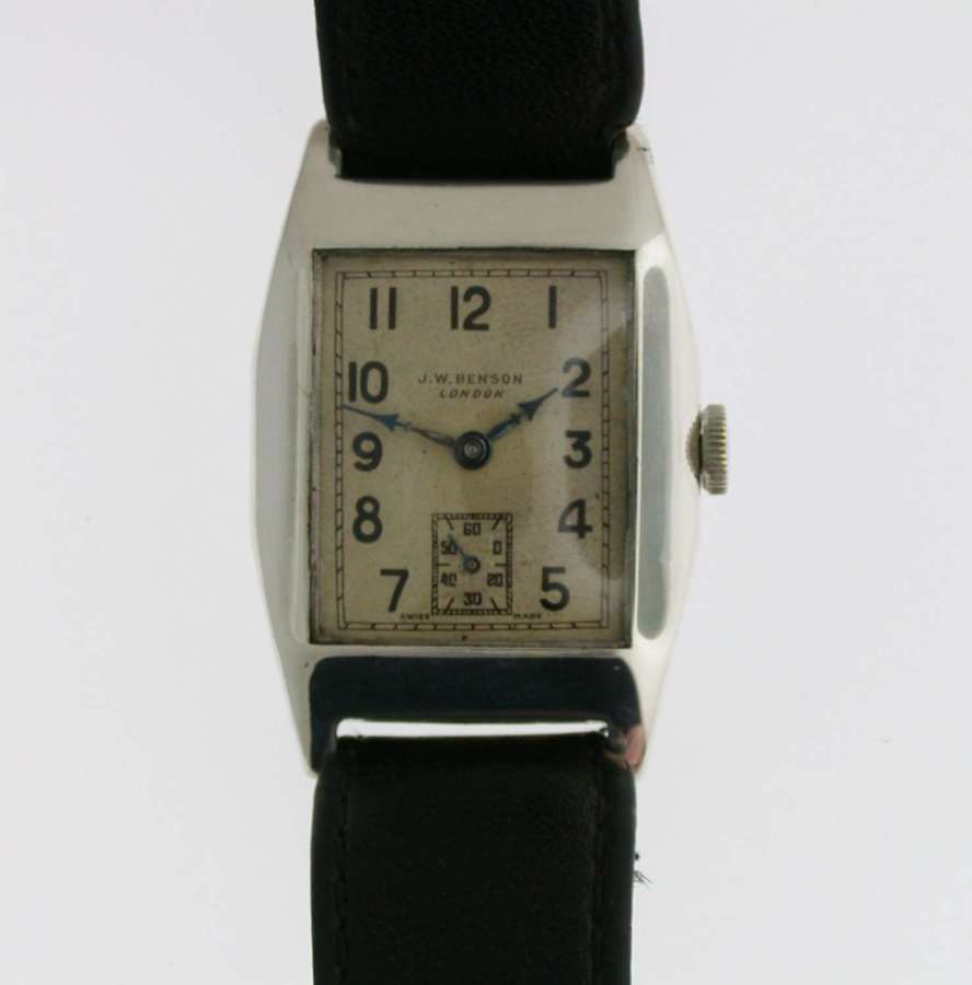 JW Benson Wristwatch Swiss  Hallmarked for Silver London 1930