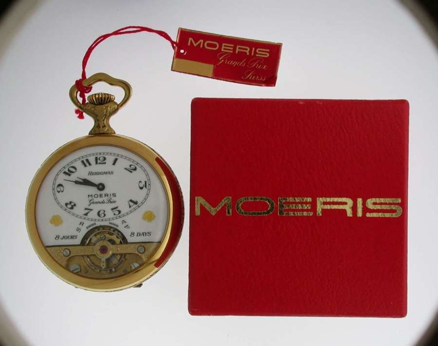 Antique HEBDOMAS NOS Art Nouveau 8-Day Pocket Watch Swiss Made 1960