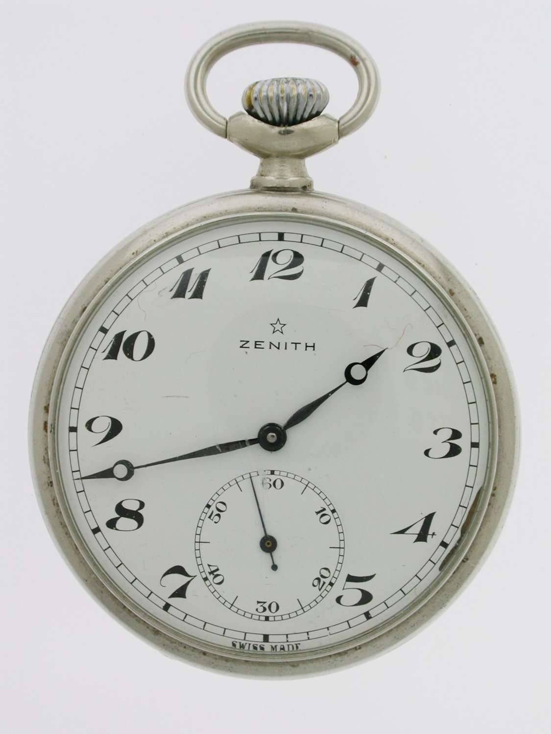 Antique ZENITH Steel Pocket Watch  Swiss 1960