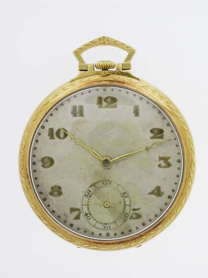 Antique Art Deco 18 Kt Yellow Gold Pocket Watch  Swiss London Import