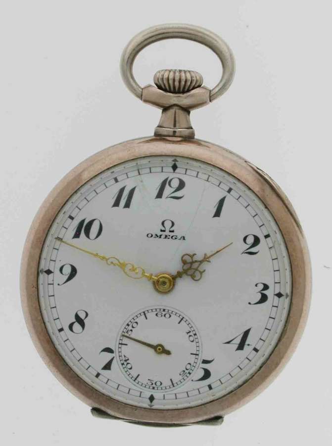 Antique Silver 0.900 Omega FOB Open Face Pocket Watch  Swiss 1920