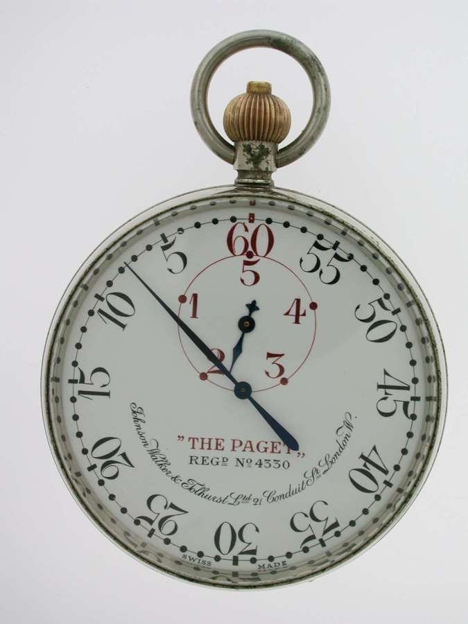 Antique Time Switch Stop Watch “The Paget” Yachting Steel Pocket Watch