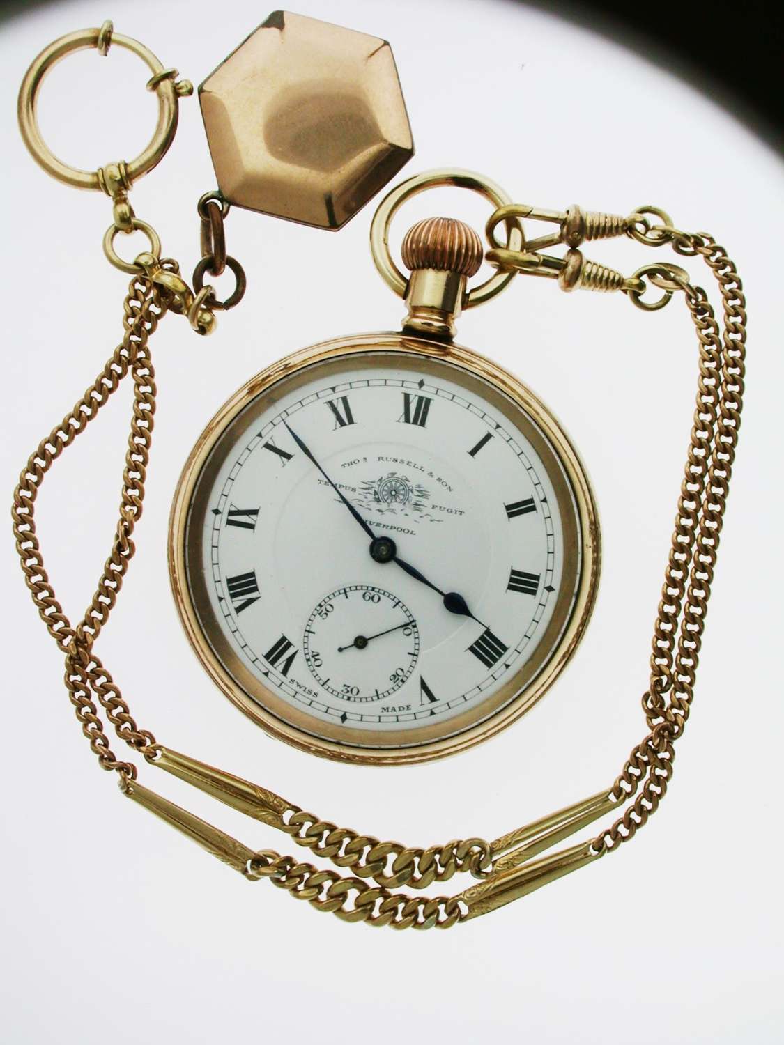 Thomas Russell Gold Filled Open Face Pocket Watch Swiss 1930