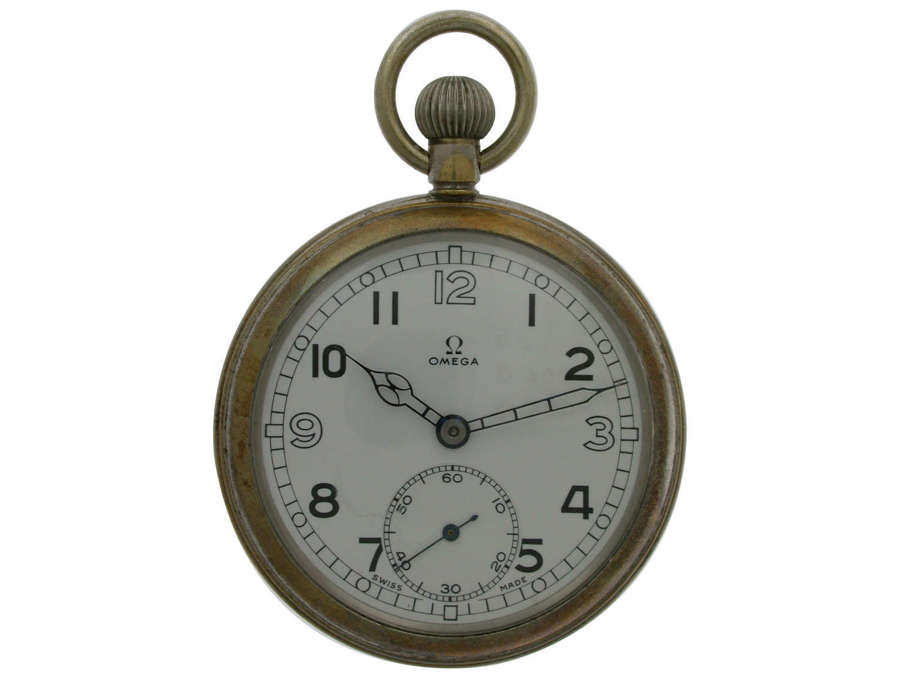 Omega Military Steel Pocket Watch  Swiss 1940 - Soldier F035313