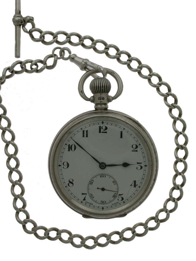Silver “The Semloh Lever” Open Face Pocket Watch  Swiss Made