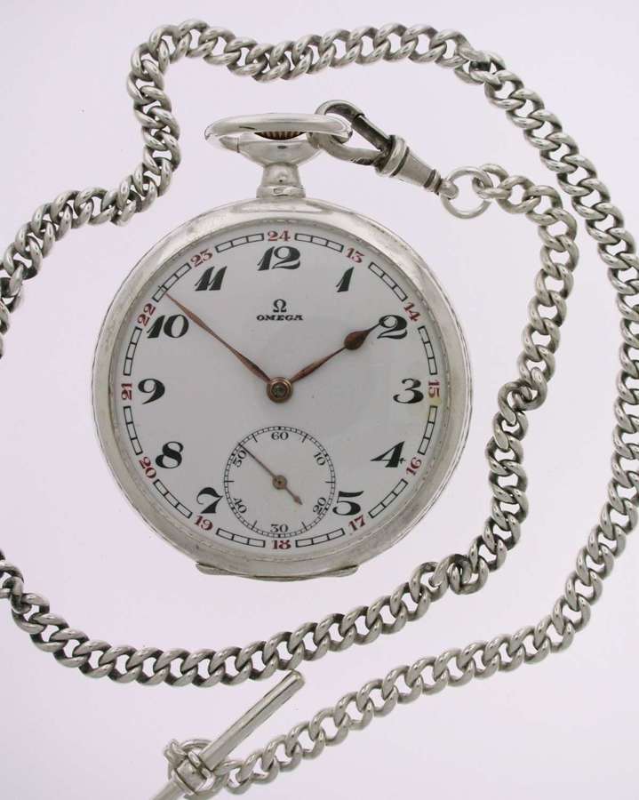Omega Silver 0.800 Open Face Pocket Watch  Swiss 1920