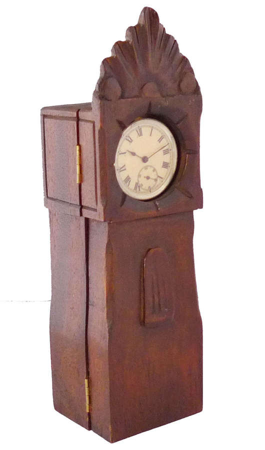 Handmade Mahogany Pocket Watch Stand with Silver Pocket Watch