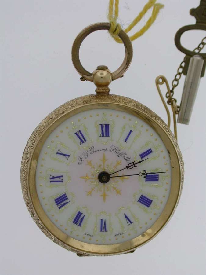 18kt Yellow Gold J G Graves Pocket Watch  Made in Sheffield circa 1880
