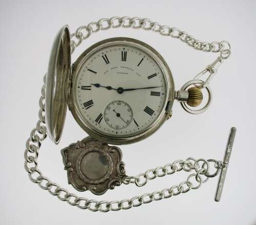 Antique Silver Bennett Gent's Half Hunter Pocket Watch 1911