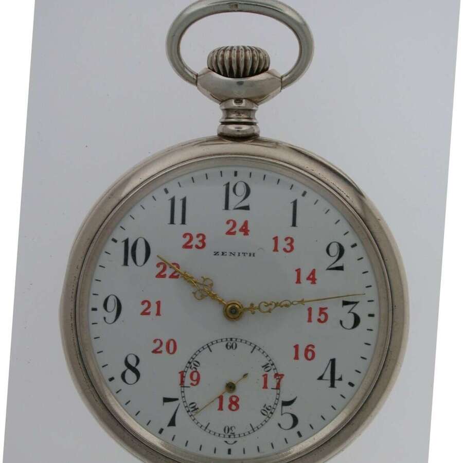 Original ZENITH Silver 0.800 Pocket Watch Swiss 1910