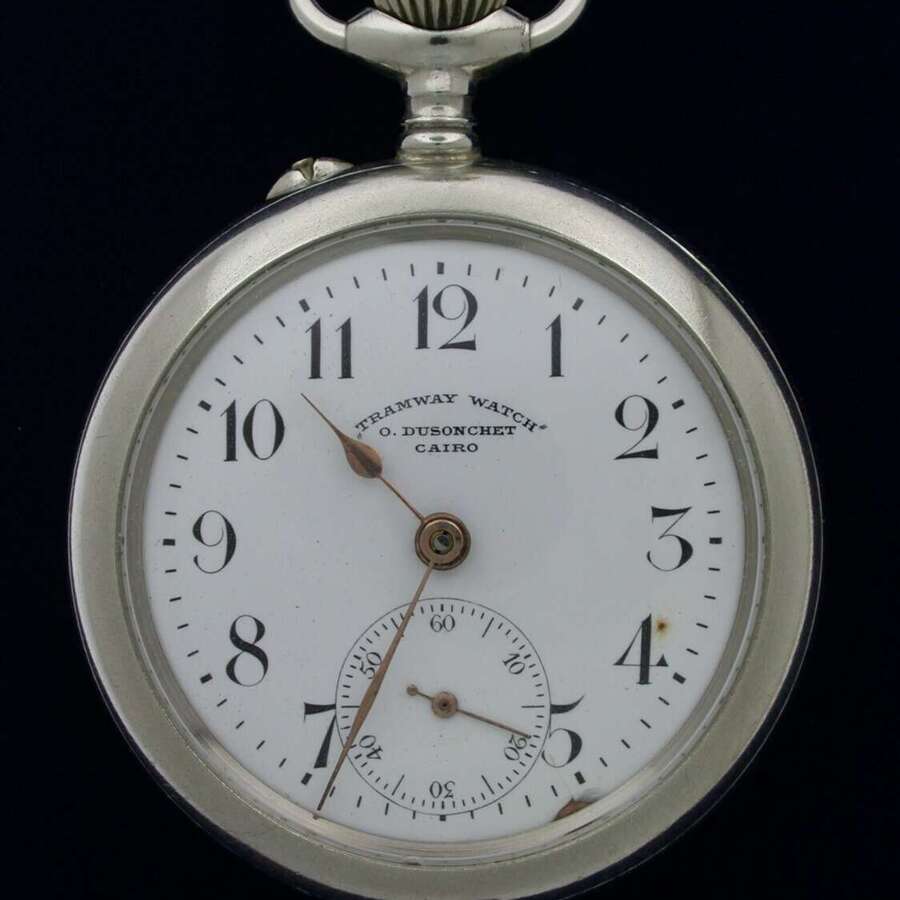 RARE S/S Tramway Watch Cairo O. Dusonchet 1900