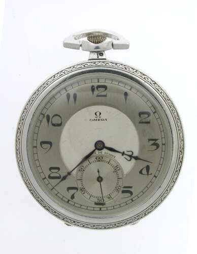 Original Omega Silver 0.900 Art Deco Pocket Watch 1925