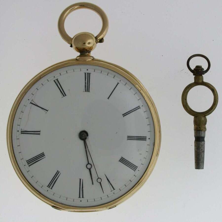 DUPLEX - 18Kt Yellow Gold Pocket Watch with Original Key 1850