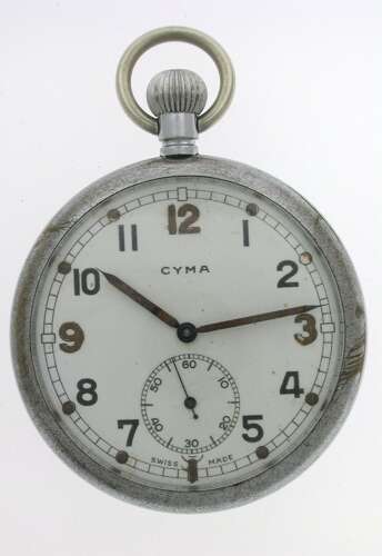Steel CYMA UK Military Lever Pocket Watch 1940