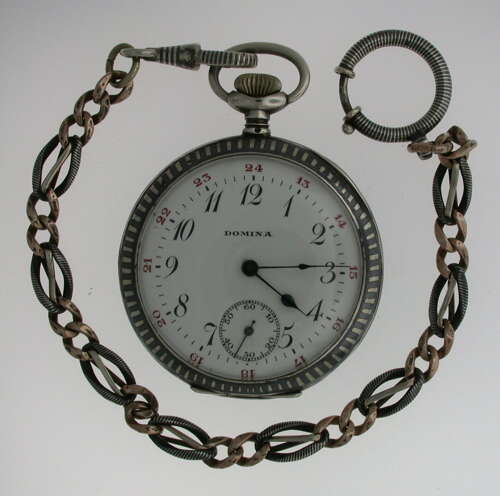 Excellent Silver Niello Pocket Watch with Chain 1900