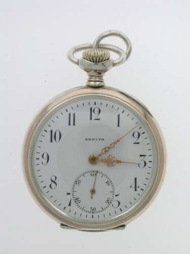 Mint Zenith Silver 0.800 Fob Pocket Watch in Olive Wood Stand 1915