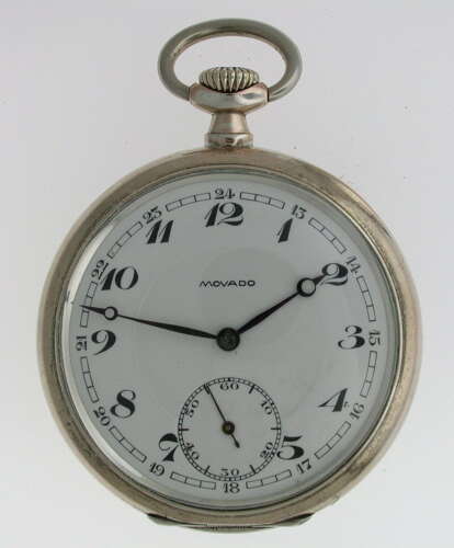 Excellent Silver 0.800 MOVADO Pocket Watch 1925