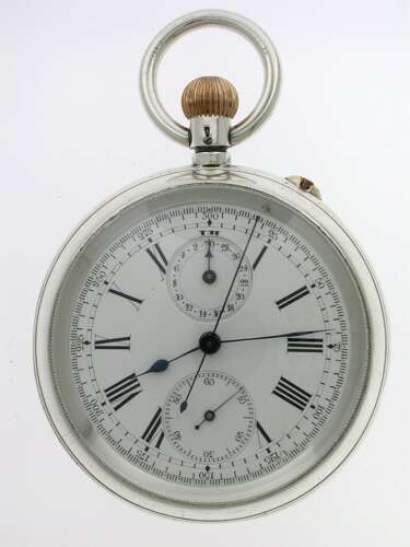 'The ASCOT' Silver Chronograph Pocket Watch 1890