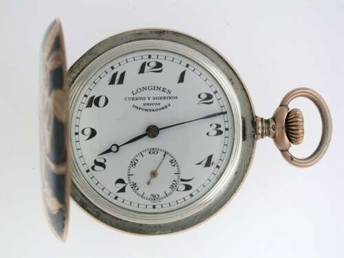 Longines Art Nouveau Gold %26 Niello Pocket Watch 1900