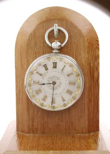 Excellent Silver Pretty Dial Pocket Watch 1869
