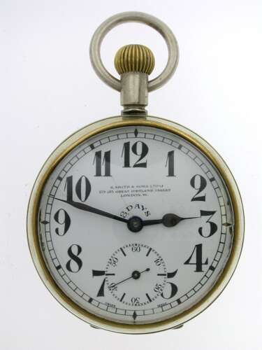 Gent's Antique S. Smith %26 Sons London, 8 Days, Military War Department Swiss made Pocket Watch c.1914