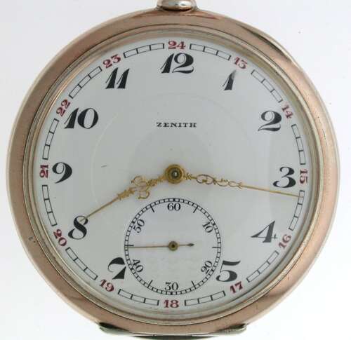Excellent Gent's ZENITH Solid Silver 0.800 Clean Pocket Watch Swiss 1920