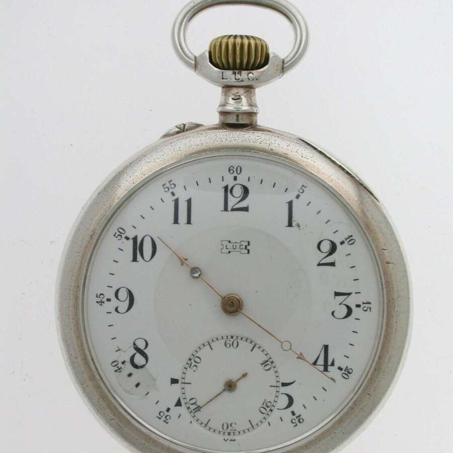 L.U.C. SILVER OPEN FACED GENT'S POCKET WATCH 1915