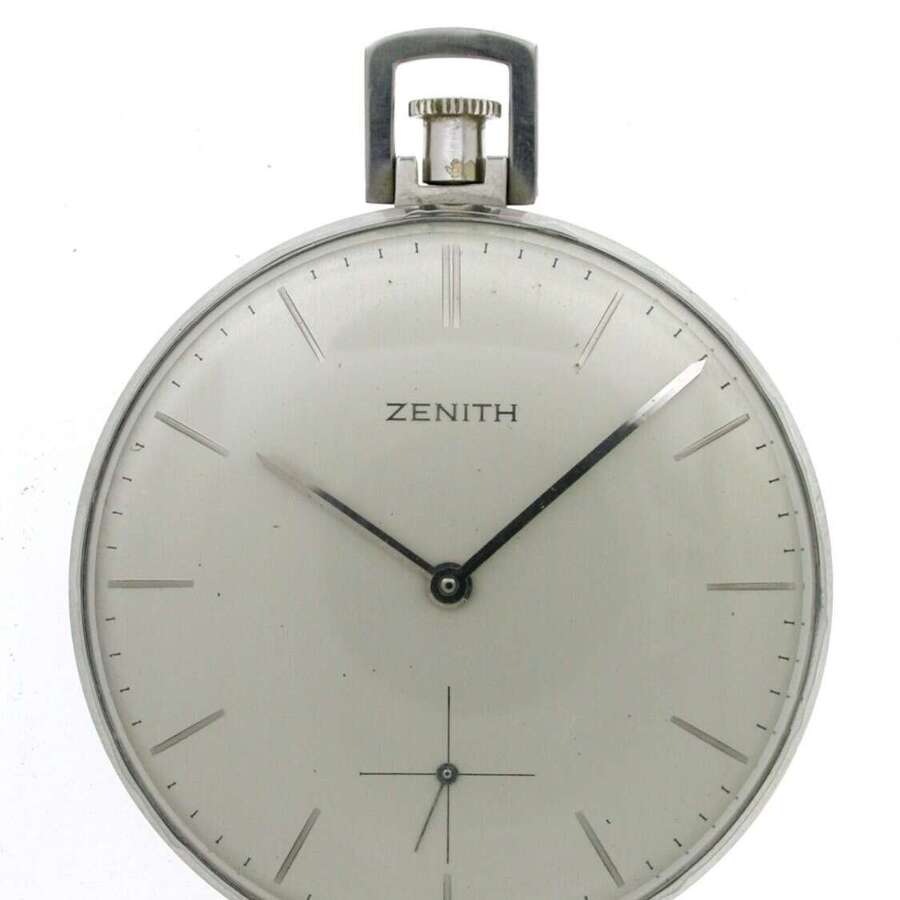 Original Beautiful Gent's ZENITH Clean Antique Art Deco Silver Coloured Dial Pocket Watch Swiss 1925