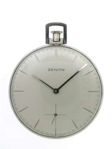 Original Beautiful Gent's ZENITH Clean Antique Art Deco Silver Coloured Dial Pocket Watch Swiss 1925