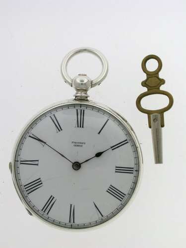 Superb Silver Skeleton Movement Genève Swiss Pocket Watch 1870