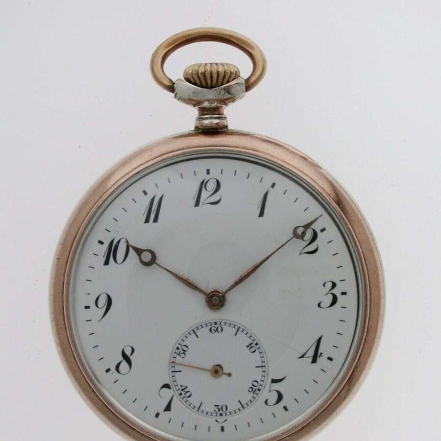Silver 0.800 Mint Open Face Pocket Watch Swiss 1900
