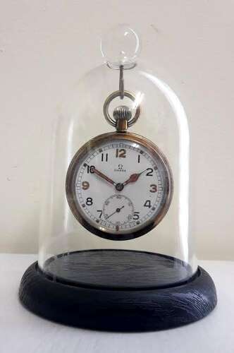 Omega Military Steel Original Men's Pocket Watch 1940 Soldier M42173 in Holder