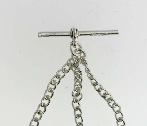 Superb Cleaned Silver Pocket Watch Chain with Tassels, Swiss 1900
