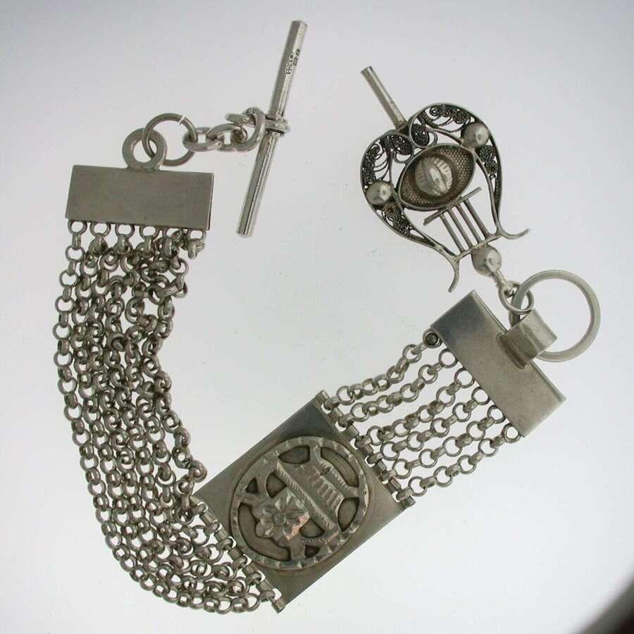 Superb Cleaned Antique Silver Dutch Pocket Watch Chain Chatelaine 1850