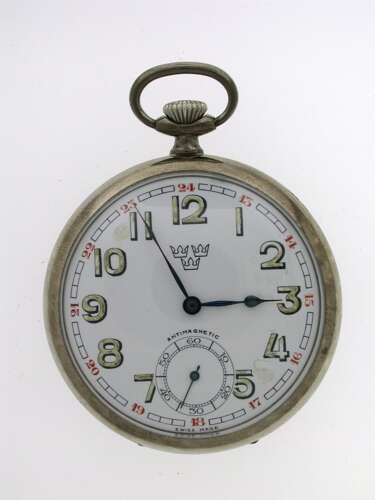 Superb Unique Piece of Swedish Military Steel Royal Pocket Watch 1942